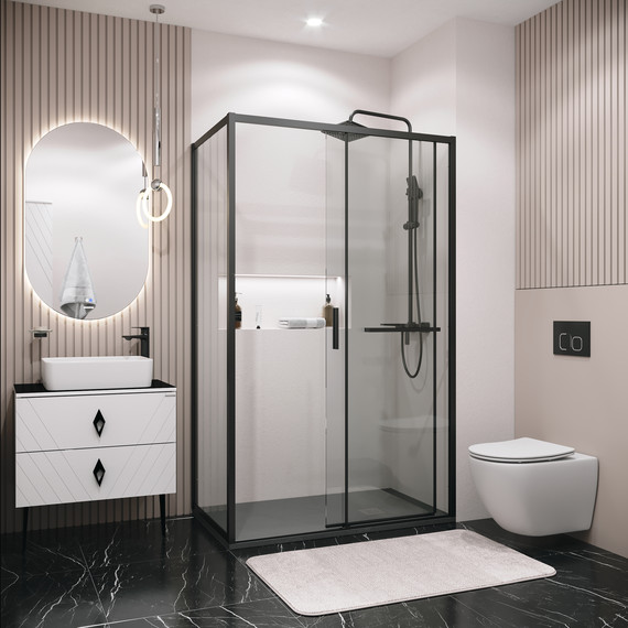 Душевое ограждение Grossman Style 100x70 см 120.K33.05.1070.21.00, чёрный матовый/прозрачное фото 4