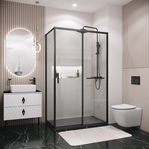 Душевое ограждение Grossman Style 100x80 см 120.K33.05.1080.21.00, чёрный матовый/прозрачное фото 5