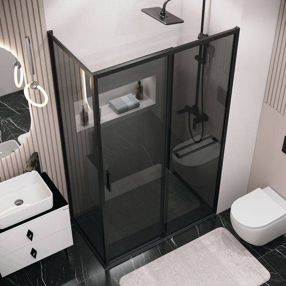 Душевое ограждение Grossman Style 100x80 см 120.K33.05.1080.21.10, чёрный матовый/тонированное фото 3