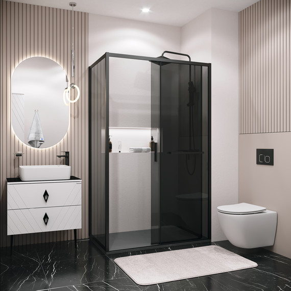 Душевое ограждение Grossman Style 100x80 см 120.K33.05.1080.21.10, чёрный матовый/тонированное фото 4