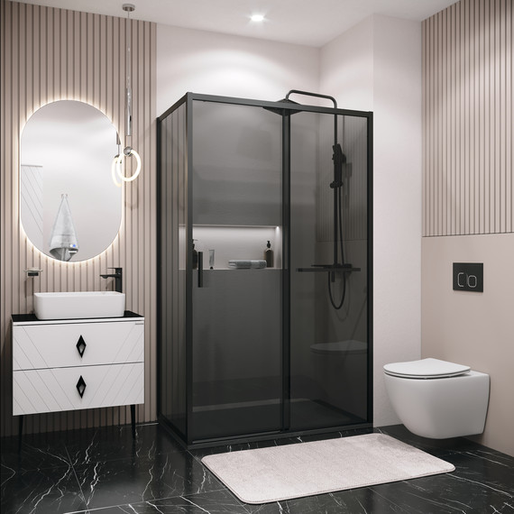 Душевое ограждение Grossman Style 100x70 см 120.K33.05.1070.21.10, чёрный матовый/тонированное фото 5