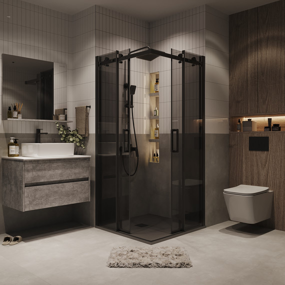 Душевое ограждение Grossman Classic 90x90 см 300.K33.04.9090.21.10, чёрный матовый/тонированное фото 5