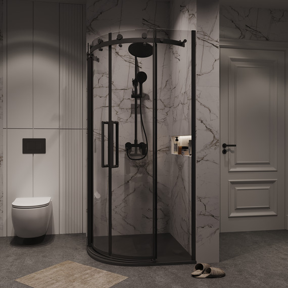 Душевое ограждение Grossman Classic 100x100 см 301.K33.04.1010.21.00, чёрный матовый/прозрачное фото 4