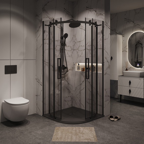 Душевое ограждение Grossman Classic 90x90 см 301.K33.04.9090.21.00, чёрный матовый/прозрачное фото 5