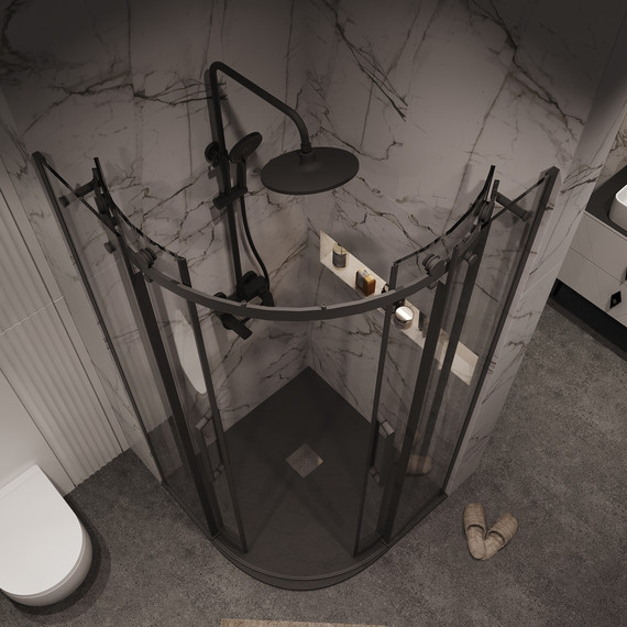 Душевое ограждение Grossman Classic 100x100 см 301.K33.04.1010.21.00, чёрный матовый/прозрачное фото 6