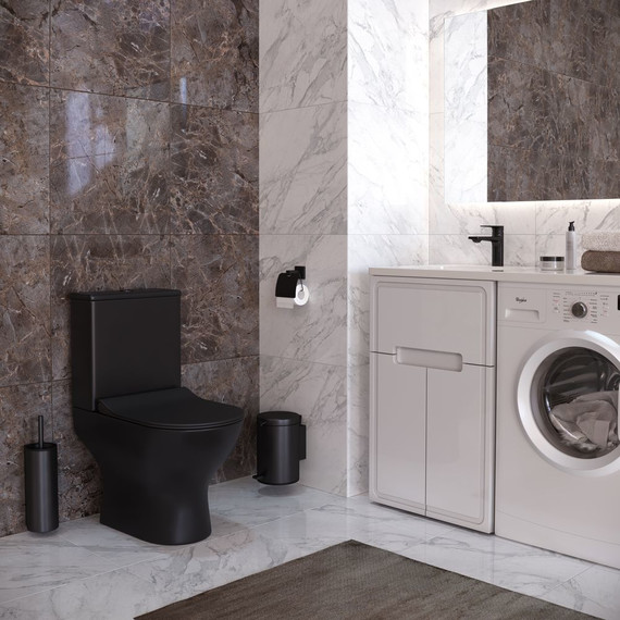 Унитаз-компакт безободковый Taliente Arte AR35045 Nero с крышкой микролифт, чёрный, Цвет производителя: чёрный фото 5