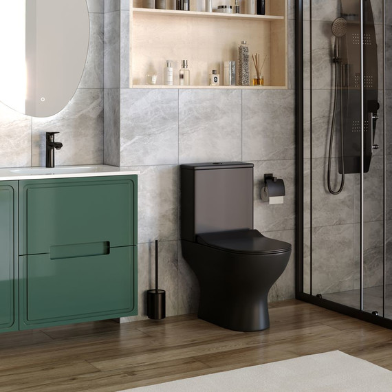 Унитаз-компакт безободковый Taliente Arte AR35045 Nero с крышкой микролифт, чёрный, Цвет производителя: чёрный фото 6