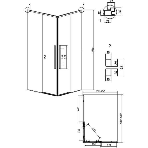 Душевое ограждение Grossman Galaxy 110x80 см 300.K33.01.11R80L.21.02, чёрный матовый/шиншилла фото 11
