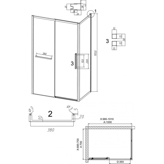 Душевое ограждение Grossman Style 100x70 см 120.K33.05.1070.21.10, чёрный матовый/тонированное фото 11