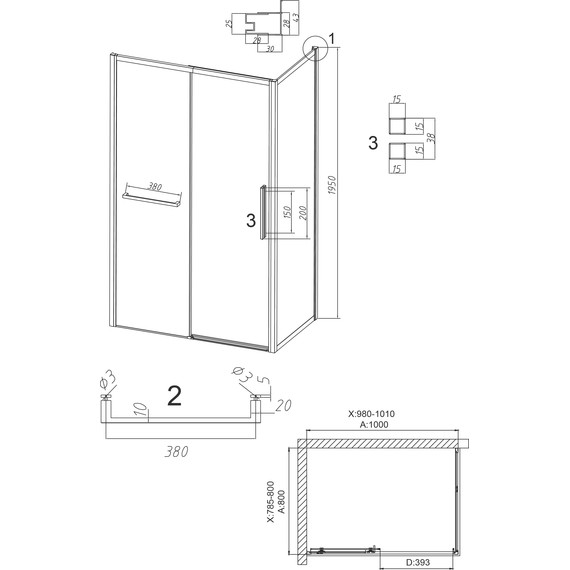 Душевое ограждение Grossman Style 100x80 см 120.K33.05.1080.21.00, чёрный матовый/прозрачное фото 11