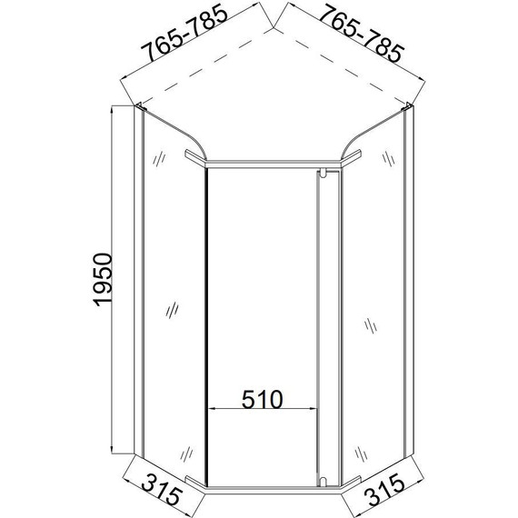 Душевое ограждение Taliente 80x80 см TA-08083-1CB, чёрный/прозрачное фото 4