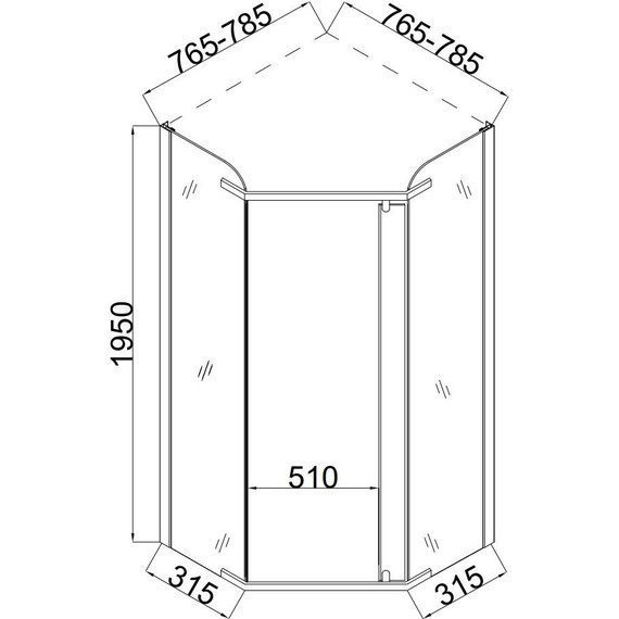 Душевое ограждение Taliente 80x80 см TA-08083-1CP, хром/прозрачное фото 4