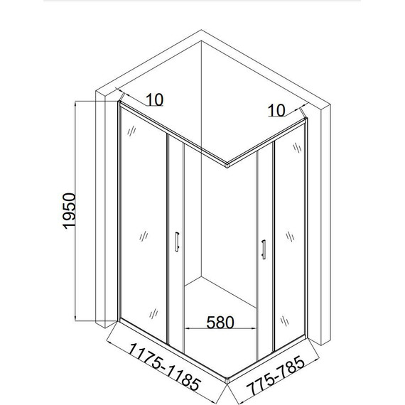 Душевое ограждение Taliente 120x80 см TA-08120-1CP, хром/прозрачное фото 3