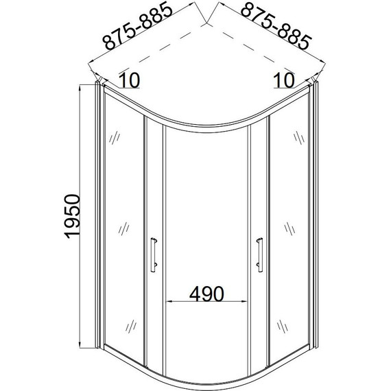 Душевое ограждение Taliente 90x90 см TA-09091-1CB, чёрный/прозрачное фото 4