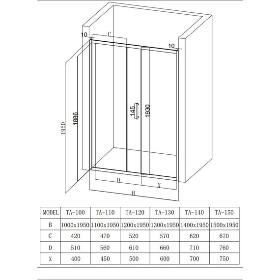 Душевая дверь Taliente 130 см TA-130-1CP, хром/прозрачное фото 3