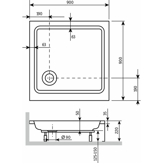 Поддон акриловый RGW Acrylic Style KV 90х90 см 16180199-11 фото 3