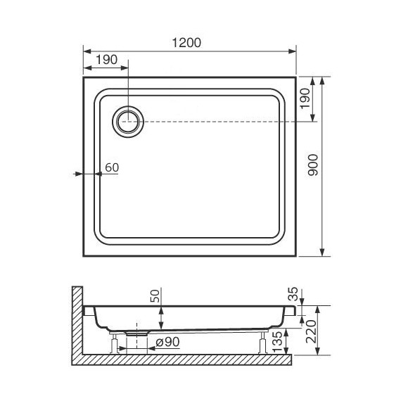 Поддон акриловый RGW Acrylic Style PR 120х90 см 16180292-11 - 4 Поддон акриловый RGW Acrylic Style PR 120х90 см 16180292-11 фото 4