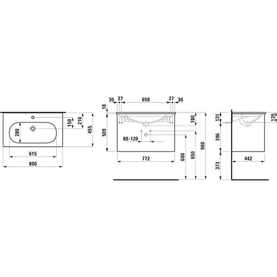 Тумба подвесная с раковиной Laufen Lua 80 см 8.6008.7.260.104.1 фото 2