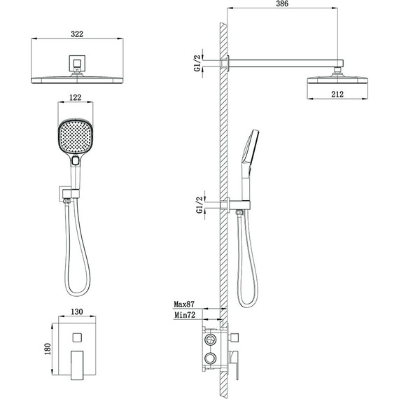 Душевая система для душа Veconi AV-410-C-C4, Цвет производителя: хром фото 3