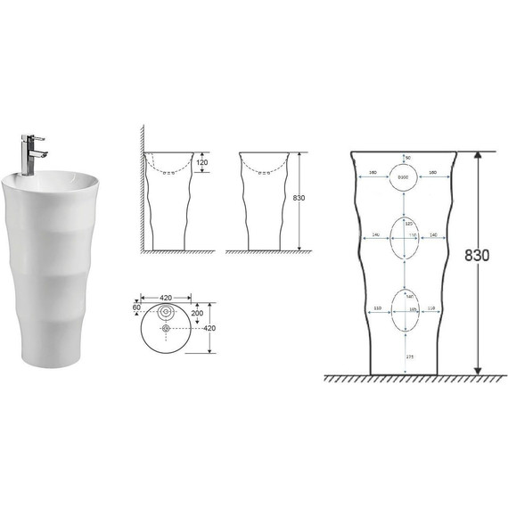 Раковина напольная Ceruttispa Marco 42 см - 6 Раковина напольная Ceruttispa Marco 42 см фото 6
