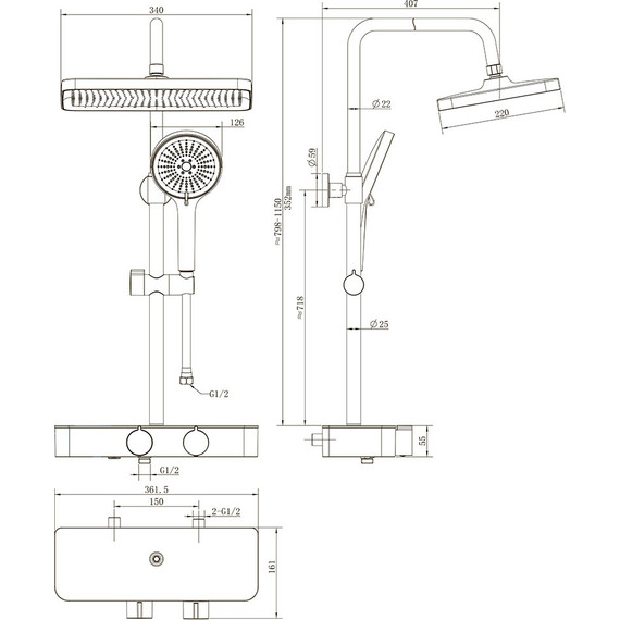 Душевая стойка Veconi FO-210-B-C4, чёрный матовый - 2 Душевая стойка Veconi FO-210-B-C4, чёрный матовый фото 2