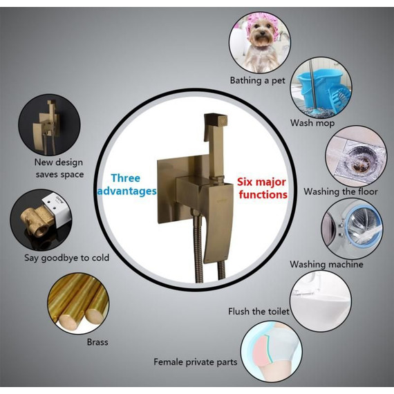 Набор для гигиенического душа Gappo Jacob G7207-4, бронза - 9 Набор для гигиенического душа Gappo Jacob G7207-4, бронза фото 9