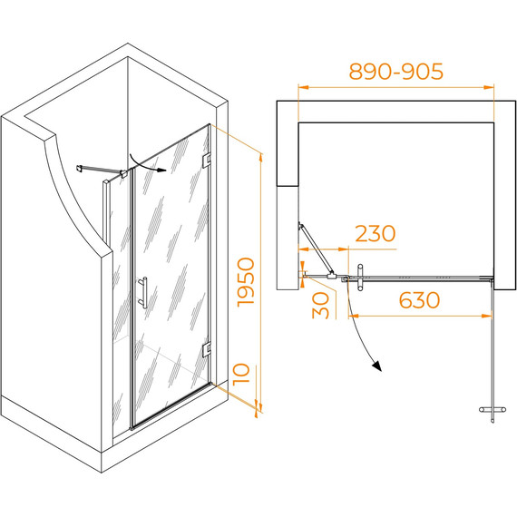 Душевая дверь RGW HO-012B 90 см 350601209-14 (стекло 8 мм), черный/прозрачное фото 5
