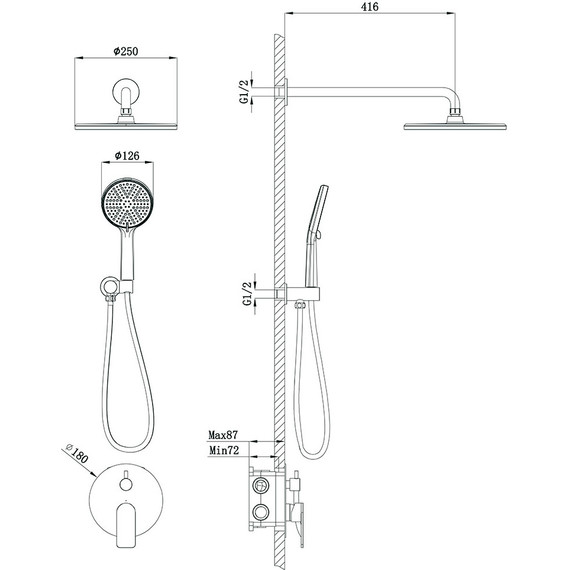 Душевая система для душа Veconi LI-400-B-C4, чёрный матовый, Цвет производителя: чёрный матовый фото 3