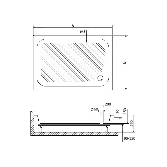 Поддон акриловый RGW Acrylic B/CL-S 100х90 см 16180290-51 фото 2