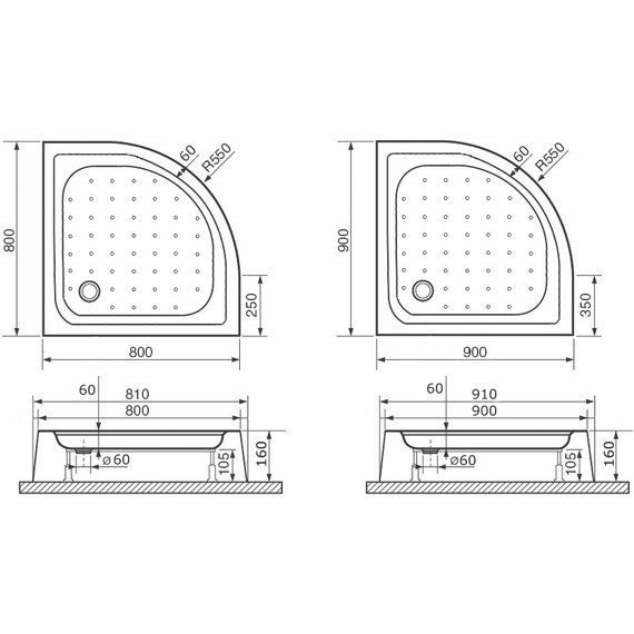 Поддон акриловый RGW Acrylic LUX/TN-P 80х80 см 16180488-41 - 2 Поддон акриловый RGW Acrylic LUX/TN-P 80х80 см 16180488-41 фото 2