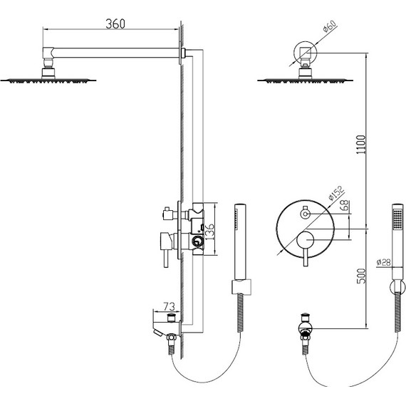 Душевая система для ванны RGW SP-52 B 21140852-04, черный - 7 Душевая система для ванны RGW SP-52 B 21140852-04, черный фото 7