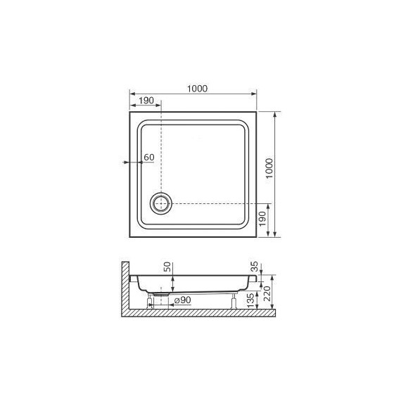 Поддон акриловый RGW Acrylic Style KV 100х100 см 16180100-11 - 3 Поддон акриловый RGW Acrylic Style KV 100х100 см 16180100-11 фото 3