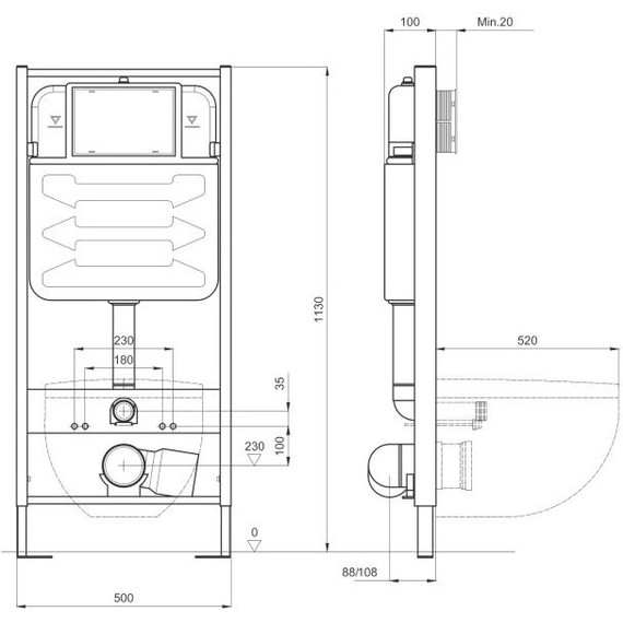 Инсталляция с подвесным унитазом комплект: Aquatek Standard INS-0000012 с подвесным безободковым унитазом Поларис AQ0700-01 сиденье микролифт, крепление, кнопка смыва хром матовый KDI-0000014 фото 6