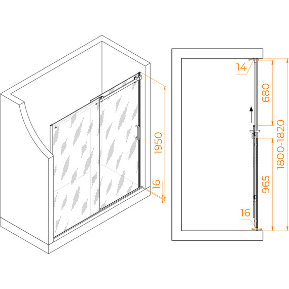Душевая дверь RGW TO-14 180 см 02071418-11 (стекло 8 мм), хром/прозрачное - 3 Душевая дверь RGW TO-14 180 см 02071418-11 (стекло 8 мм), хром/прозрачное фото 3