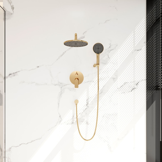 Душевая система для душа Veconi TE-500-G-C4, брашированное золото фото 2