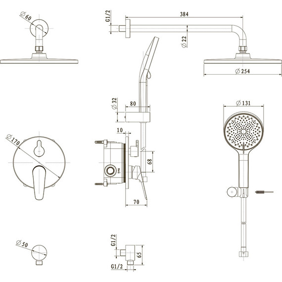 Душевая система для душа Veconi TE-500-G-C4, брашированное золото фото 3