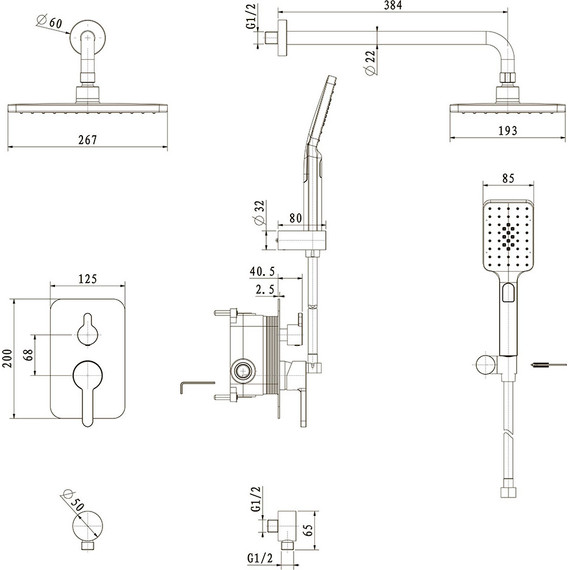 Душевая система для душа Veconi VE-510-B-C4, чёрный матовый, Цвет производителя: чёрный матовый фото 3