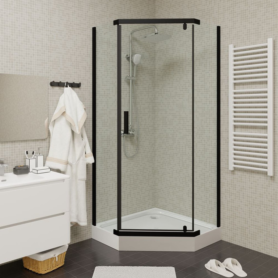 Душевое ограждение Parly 90х90 см ZPE911BE, чёрный/прозрачное фото 2