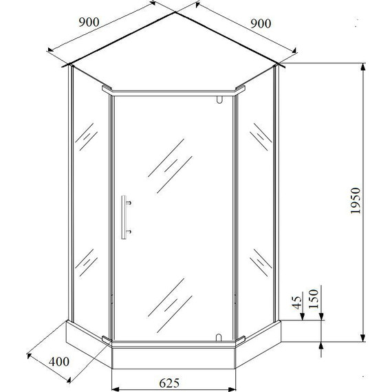 Душевое ограждение Parly 90х90 см ZPE911BE, чёрный/прозрачное фото 7
