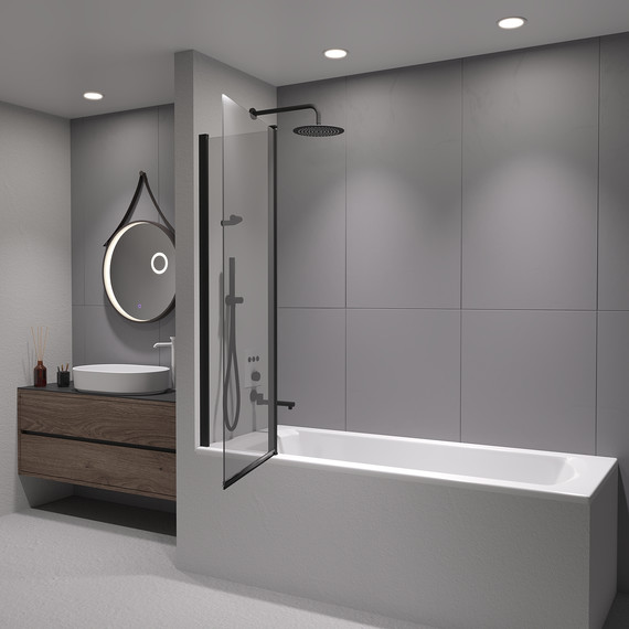 Шторка для ванны RGW SC-11B 100 см 03111110-14, чёрный/прозрачное фото 2