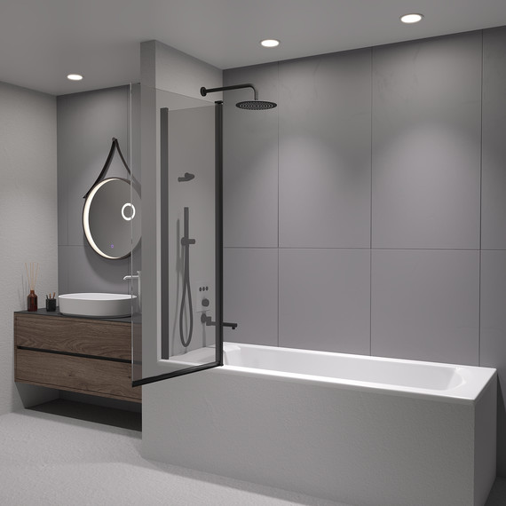 Шторка для ванны RGW SC-11B 100 см 03111110-14, чёрный/прозрачное фото 3