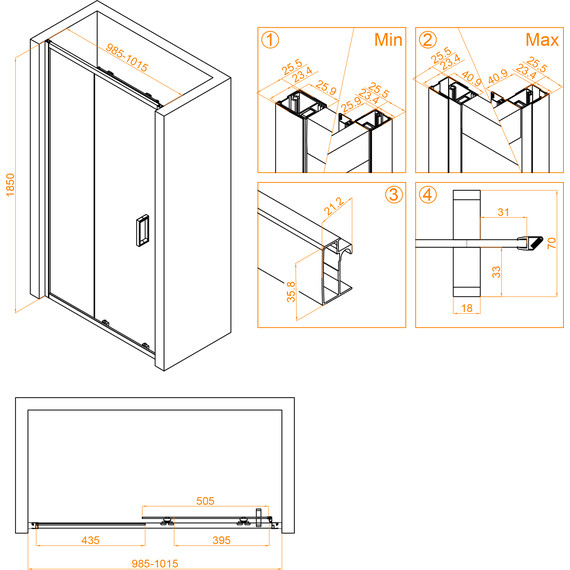 Душевая дверь RGW CL-14B 100 см 32091410-14, черный/прозрачное - 7 Душевая дверь RGW CL-14B 100 см 32091410-14, черный/прозрачное фото 7