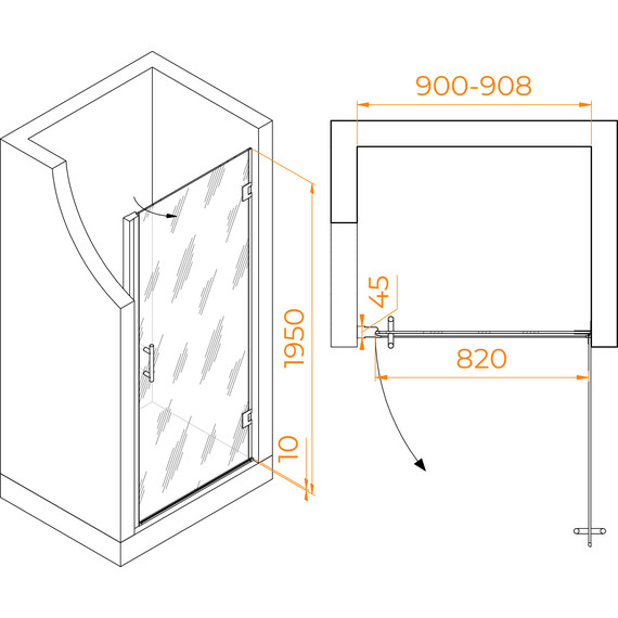 Душевая дверь RGW HO-011 90 см 350601109-11 (стекло 8 мм), хром/прозрачное - 6 Душевая дверь RGW HO-011 90 см 350601109-11 (стекло 8 мм), хром/прозрачное фото 6