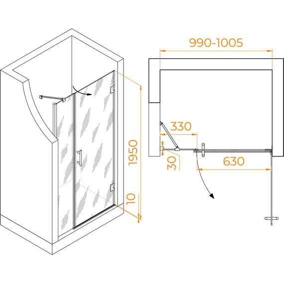 Душевая дверь RGW HO-012 100 см 350601200-11 (стекло 8 мм), хром/прозрачное - 6 Душевая дверь RGW HO-012 100 см 350601200-11 (стекло 8 мм), хром/прозрачное фото 6