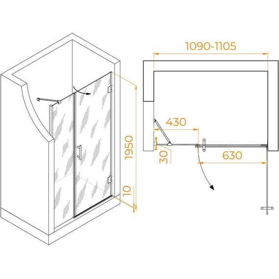 Душевая дверь RGW HO-012 110 см 350601211-11 (стекло 8 мм), хром/прозрачное - 6 Душевая дверь RGW HO-012 110 см 350601211-11 (стекло 8 мм), хром/прозрачное фото 6