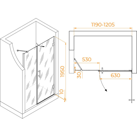 Душевая дверь RGW HO-012 120 см 350601212-11 (стекло 8 мм), хром/прозрачное - 6 Душевая дверь RGW HO-012 120 см 350601212-11 (стекло 8 мм), хром/прозрачное фото 6