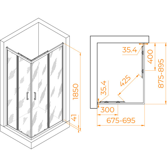 Душевое ограждение RGW PA-146 70х90 см 020814679-11, хром/прозрачное фото 7