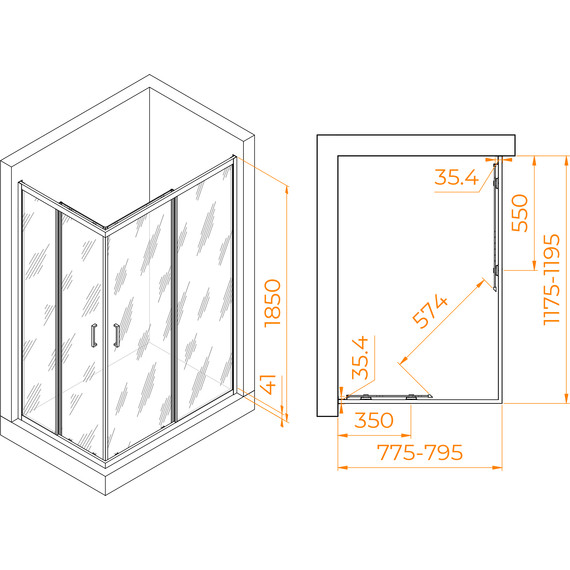 Душевое ограждение RGW PA-146 80х120 см 020814682-11, хром/прозрачное - 7 Душевое ограждение RGW PA-146 80х120 см 020814682-11, хром/прозрачное фото 7