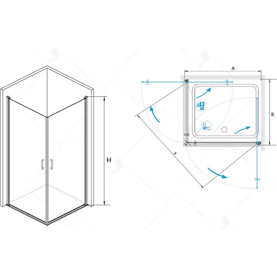 Душевое ограждение RGW LE-30 80х80 см 06123008-11, хром/прозрачное фото 3