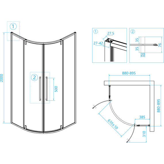 Душевое ограждение RGW SV-53 90х90 см 06325399-11, хром/прозрачное фото 4